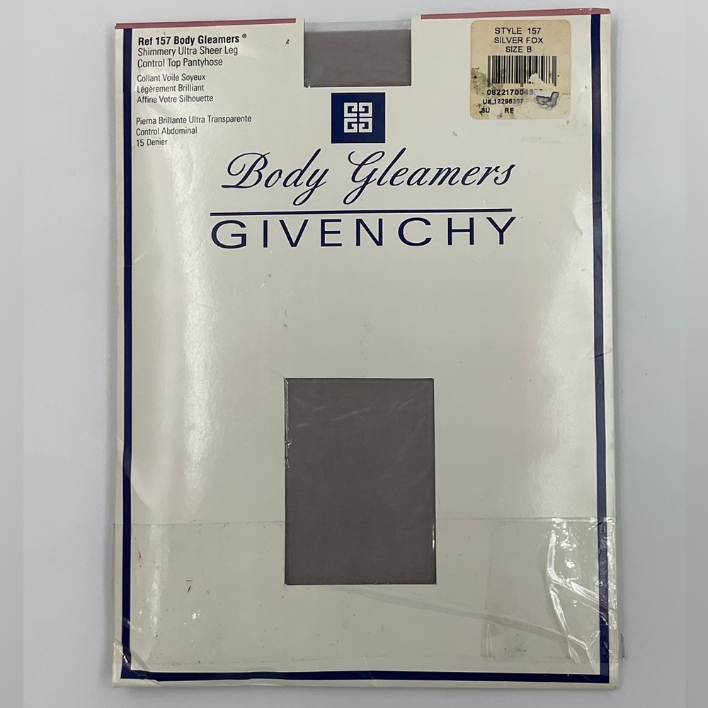 Givenchy NWT Vintage 1996 Body Gleamers Shimmery Sheer Pantyhose Silver Fox 157